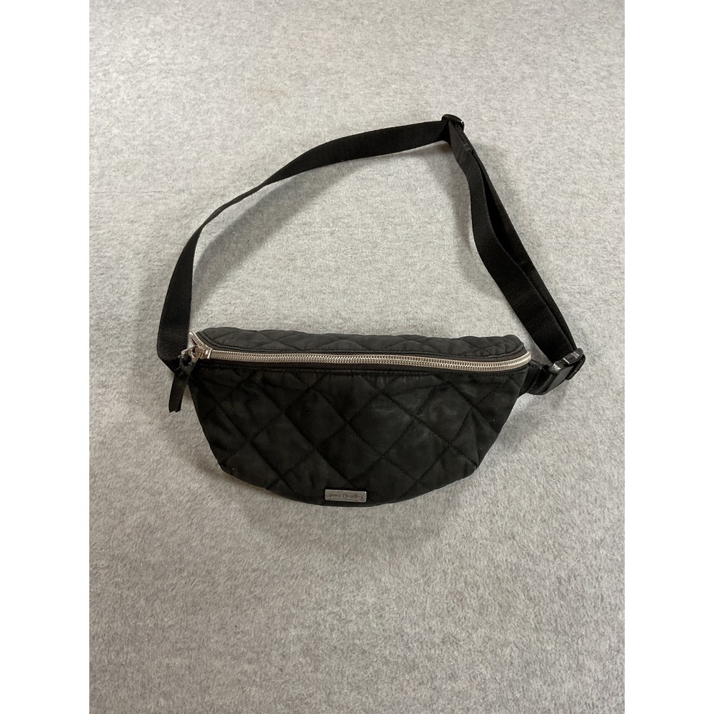 Vera Bradley Black Quilted Microfiber Belt Bag Fanny Pack Floral Lining
